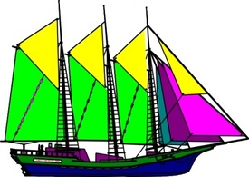 Sports - Large Sailing Ship Yellow Purple clip art 