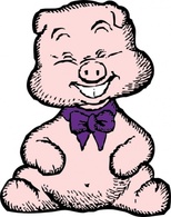 Animals - Laughing Pig clip art 