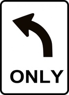 Signs & Symbols - Left Only Direction clip art 