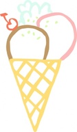 Linda Kim Food Cartoon Ice Desserts Cream Cone Dessert 