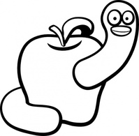 Animals - Lineart-apple-worm clip art 