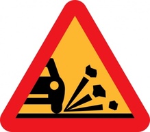 Loose Stones On The Road Roadsign clip art Preview