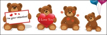 Objects - Love teddy bear Vector material 