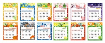 Holiday & Seasonal - Lovely calendar template vector material 