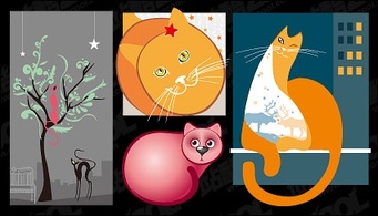 Lovely cat vector illustration material 