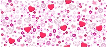 Backgrounds - Lovely heart-shaped flowers vector background material 