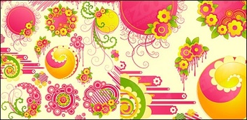 Flowers & Trees - Lovely pink flowers with the trend of the vector round material 