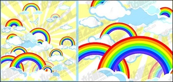 Nature - Lovely rainbow vector illustrations material 