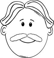 Man Face World Label Outline clip art