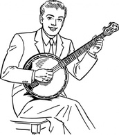 Man Playing Banjo clip art Preview