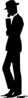 Man Walking Talking On Cell Phone Silhouette clip art