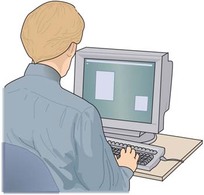 Technology - Men and computer vector 1 