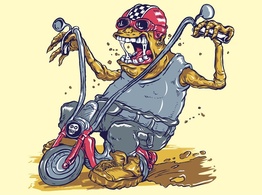 Cartoon - Monster On Bike 