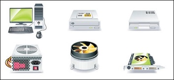 Objects - Mouse, case, keyboard, cpu fan, hard drive 