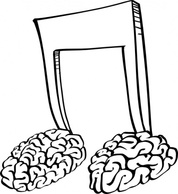 Music - Music Outline Cartoon Notes Brain 