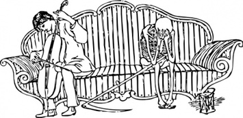 Music - Music Outline Person Couch Death Lineart Play Skeleton Overcome 