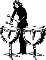 Music Outline Woman Lineart Playing Instrument Beat Kettledrums Preview