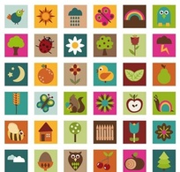 Nature icons in bright colors Preview