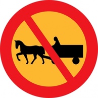 Animals - No Horse And Carts Sign clip art 