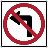 Signs & Symbols - No Left Turn Sign clip art 