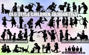 Old style children silhouettes 