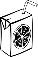 Orange Juice Box (b And W) clip art