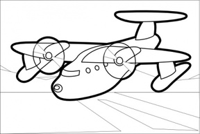 Transportation - Outline Drawing Cartoon Airplane Plane Aircraft Aeroplane 