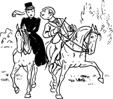 Animals - Outline People Man Lady Woman Girl Couple Person Horse Horses Garden Riding Lean 