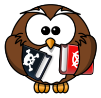 Cartoon - Owl with books 