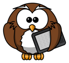Cartoon - Owl with ebook reader 
