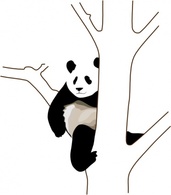 Cartoon - Panda On A Tree clip art 