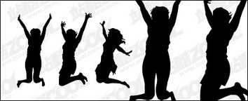 People beat silhouette vector material