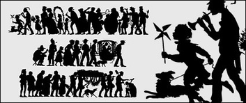 People silhouette Vector classical material