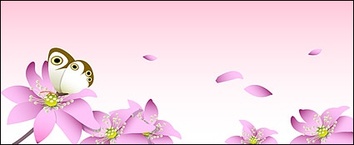 Flowers & Trees - Pink flowers and butterflies 