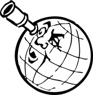 Objects - Planet With Spyglass clip art 