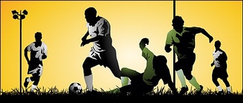Playing soccer athletes vector material Preview