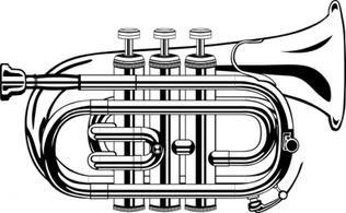 Music - Pocket Trumpet B Flat (b And W) clip art 