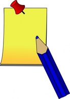 Business - Post It Paper Pen clip art 