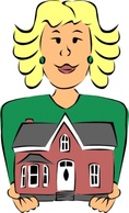 Buildings - Real Estate Agent Holding House clip art 