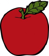 Food - Red Apple Food Fruit Leaf Cartoon 