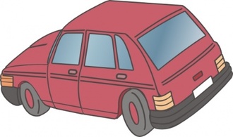 Transportation - Red Car Hatchback clip art 