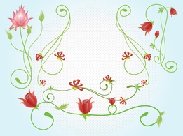 Backgrounds - Red Flowers Vectors 