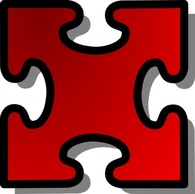 Shapes - Red Jigsaw Piece clip art 