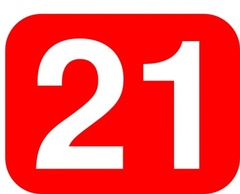 Shapes - Red Rounded Rectangle With Number 21 clip art 