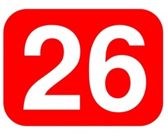 Shapes - Red Rounded Rectangle With Number 26 clip art 