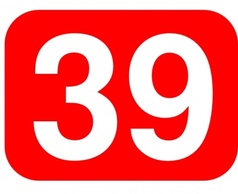 Shapes - Red Rounded Rectangle With Number 39 clip art 