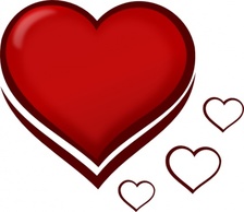 Objects - Red Stylised Heart With Smaller Hearts clip art 