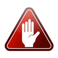 Red triangle hand icon