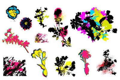 Abstract - Retro Grunge Floral Vectors 