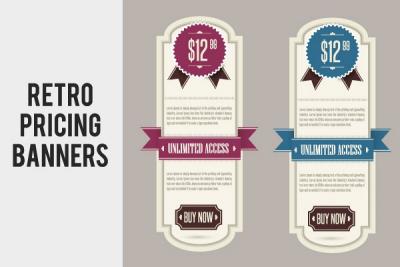 Retro Pricing Banners Vector Preview